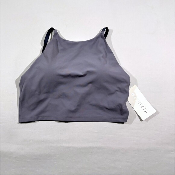 Athleta Intention Crop Tank Top Sport Bra Blue Athletic Workout A-C Cup Sz L NWT - Picture 1 of 10